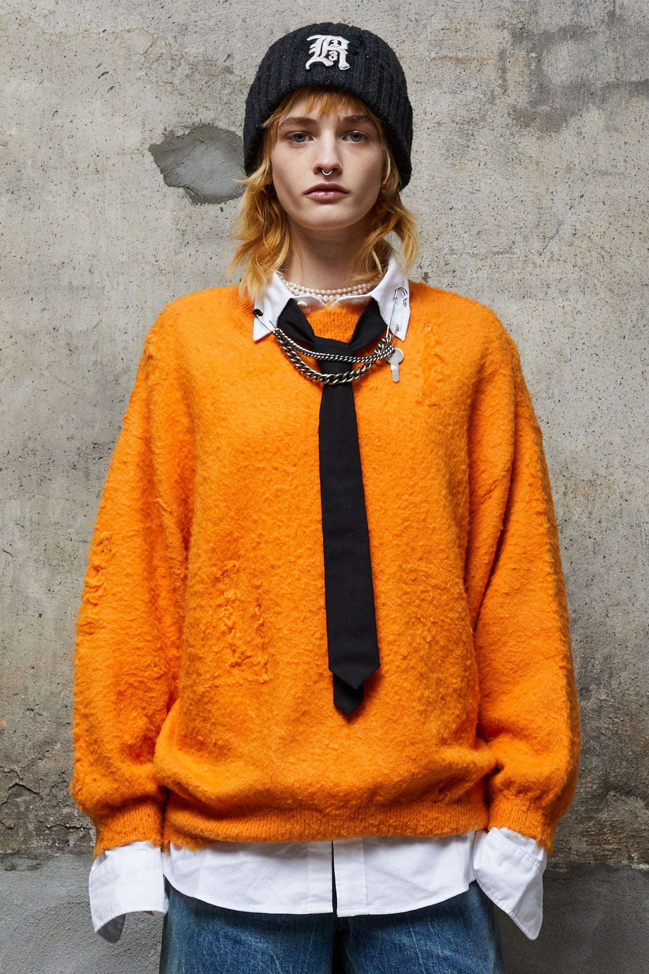 SHAGGY OVERSIZED SWEATER - ORANGE – R13