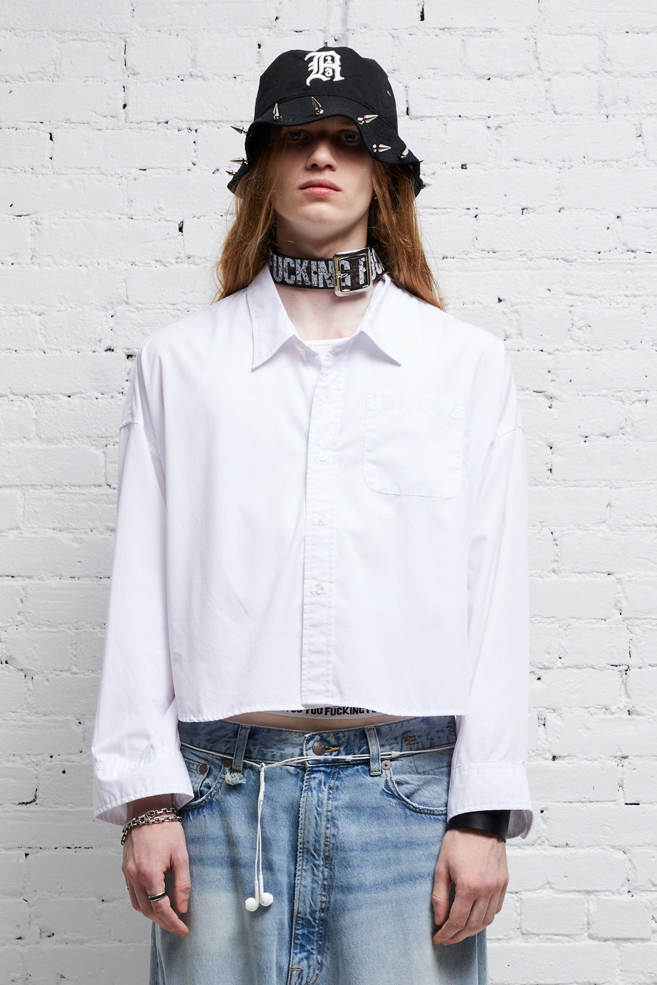 DROP NECK CROPPED SHIRT WHITE R13