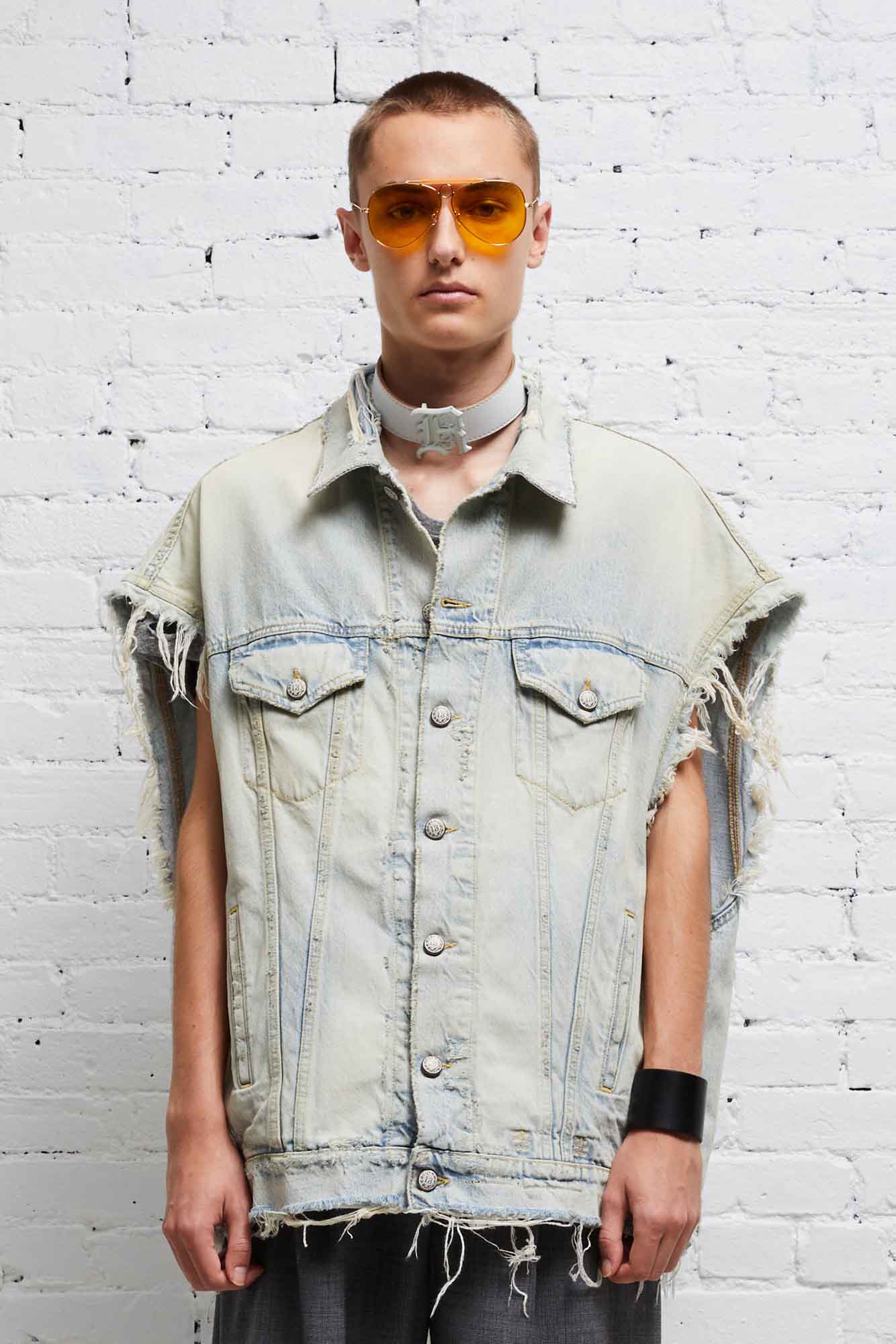 OVERSIZED TRUCKER VEST DENNIS BLUE R13