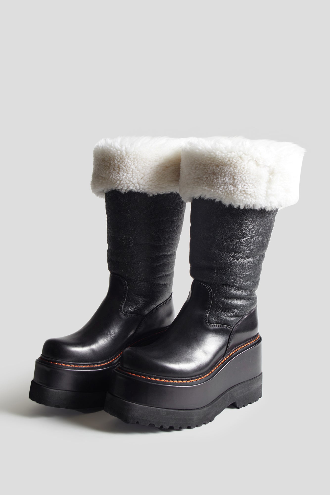 SHEARLING ENGINEER PLATFORM BOOT BLACK R13