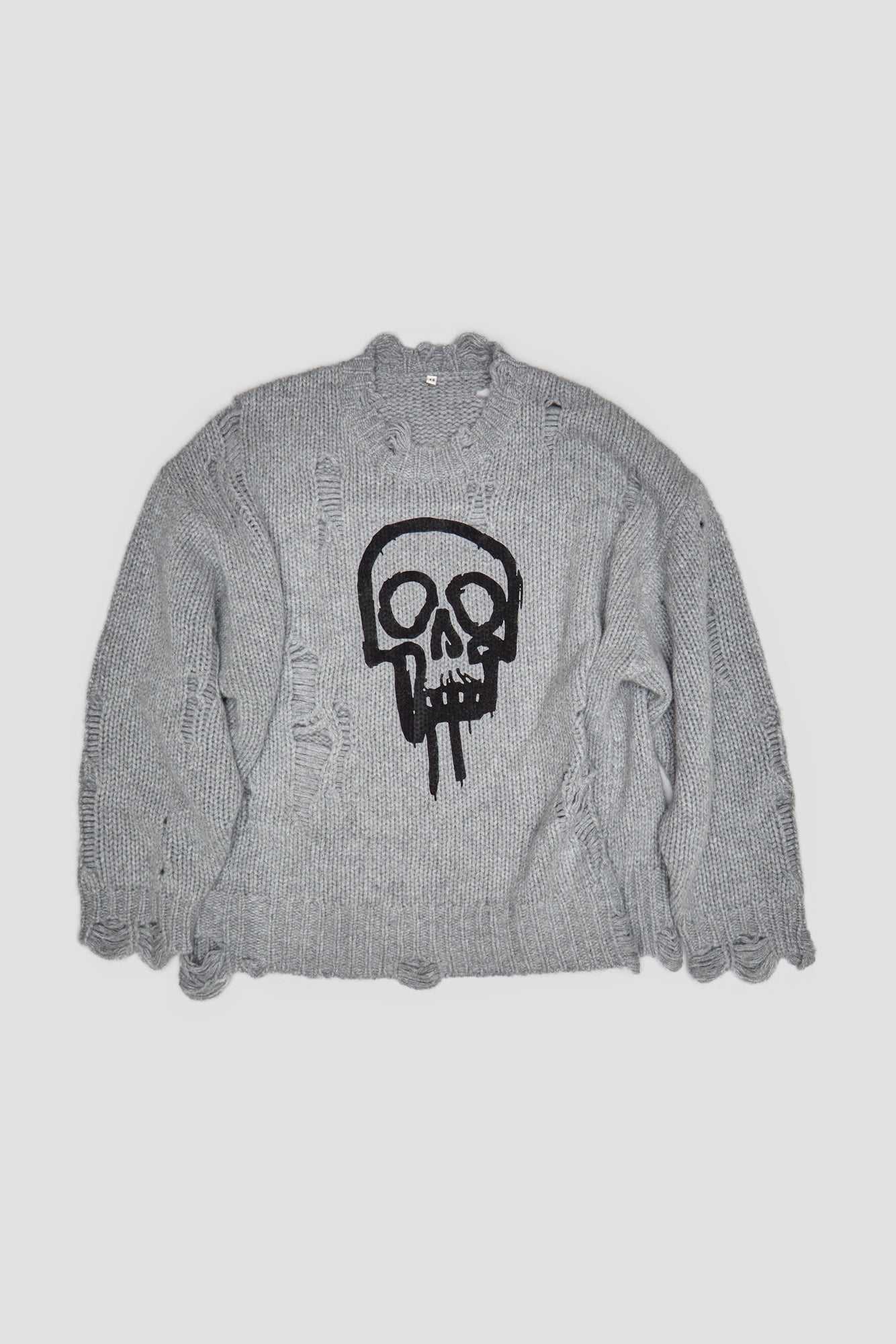 SKULL DRIP SWEATER - HEATHER GREY