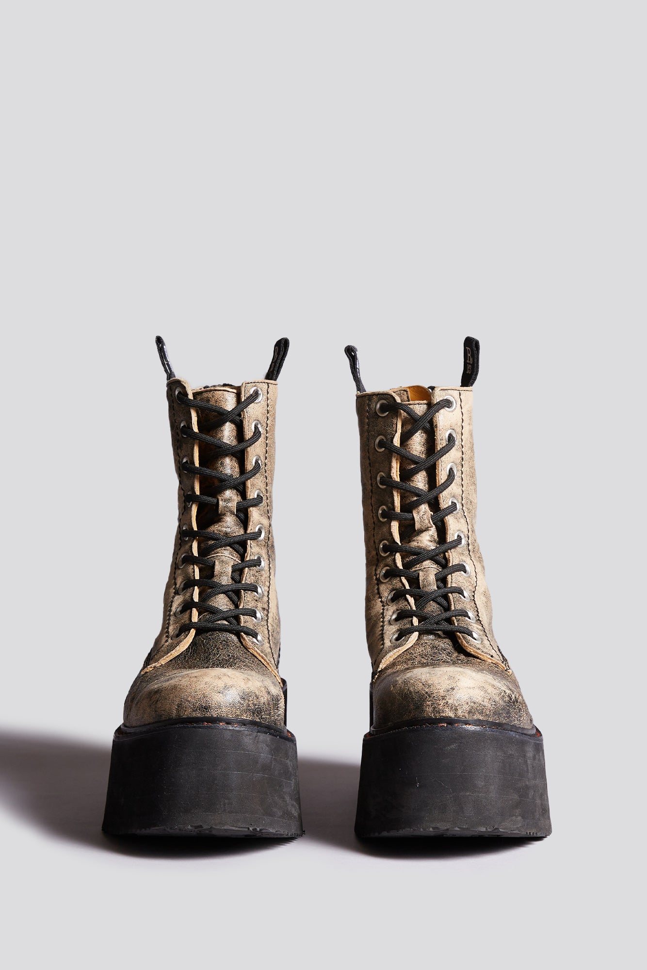 DOUBLE STACK BOOTS - DISTRESSED BROWN - R13 COMBAT BOOTS