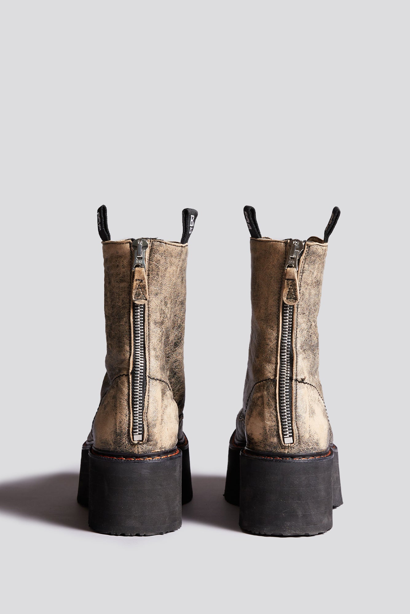 DOUBLE STACK BOOTS - DISTRESSED BROWN - R13 COMBAT BOOTS