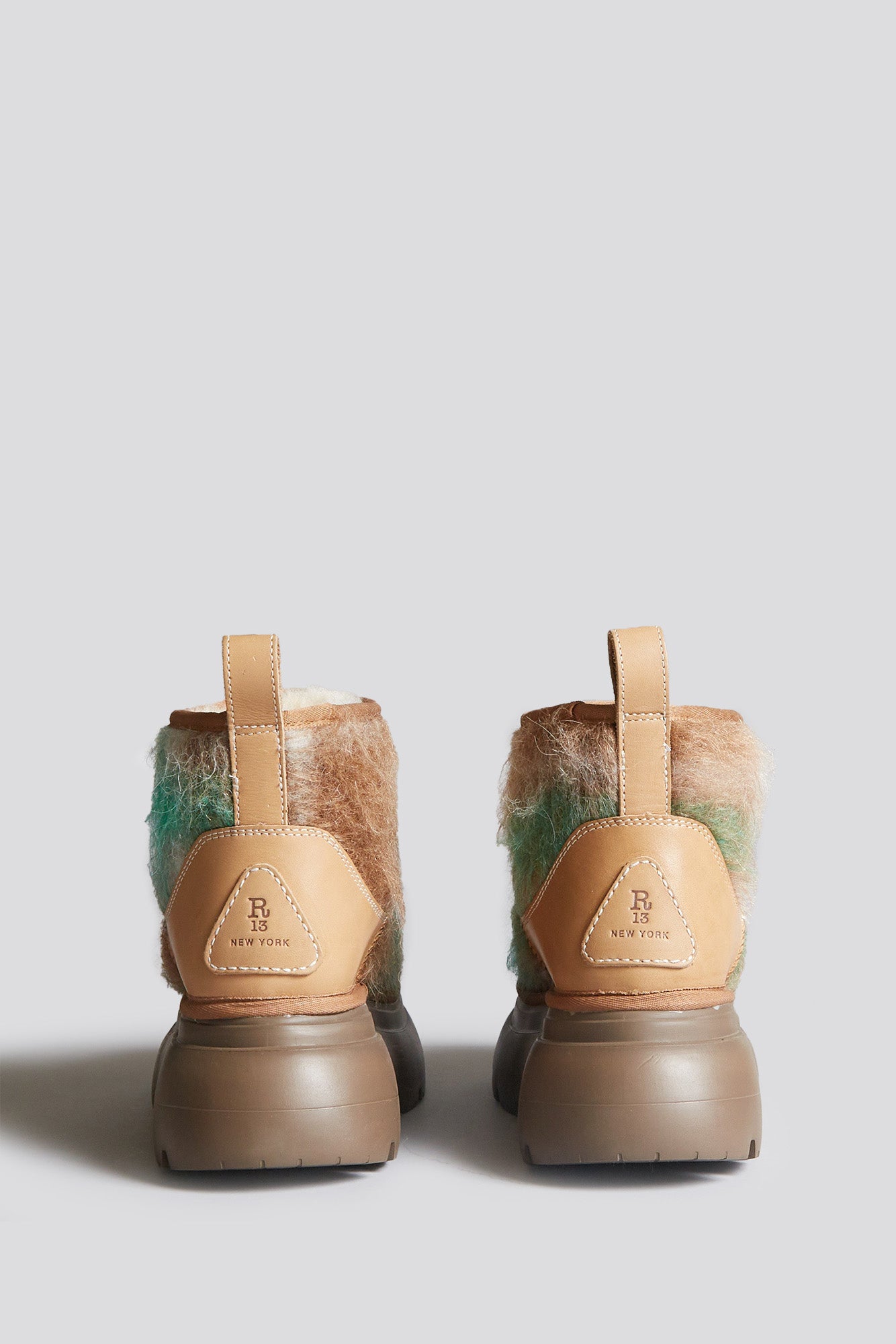 CHUNKY SHEARLING BOOT - BRUSHED GREEN PLAID