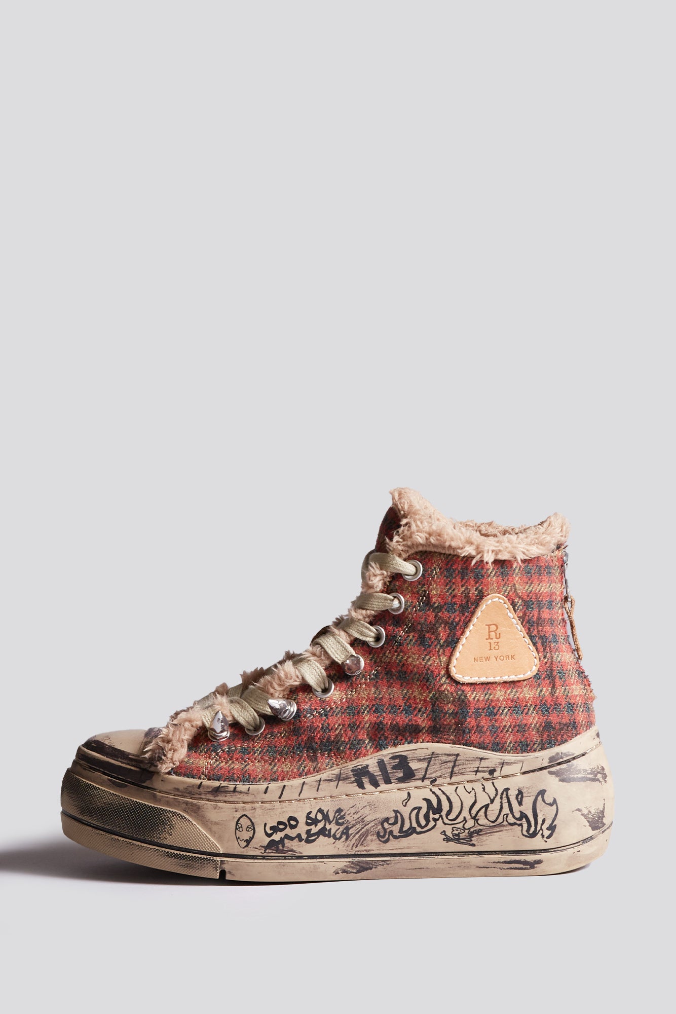 KURT HIGH TOP SNEAKER - RED PLAID