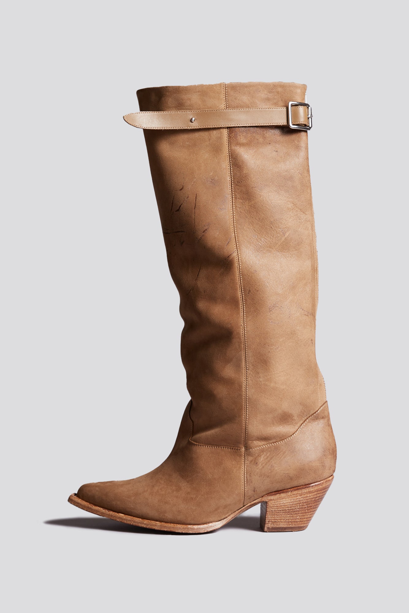 SLOUCH COWBOY BOOT - LIGHT BROWN