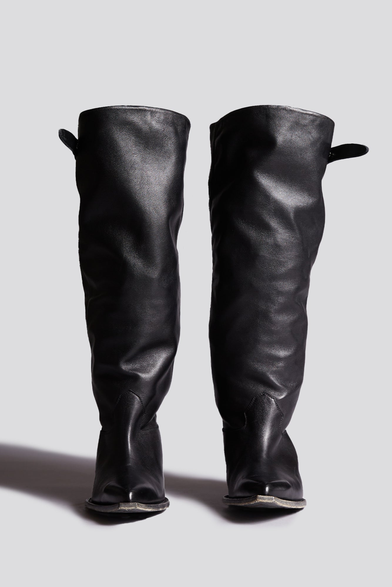 SLOUCH COWBOY BOOT - BLACK LEATHER