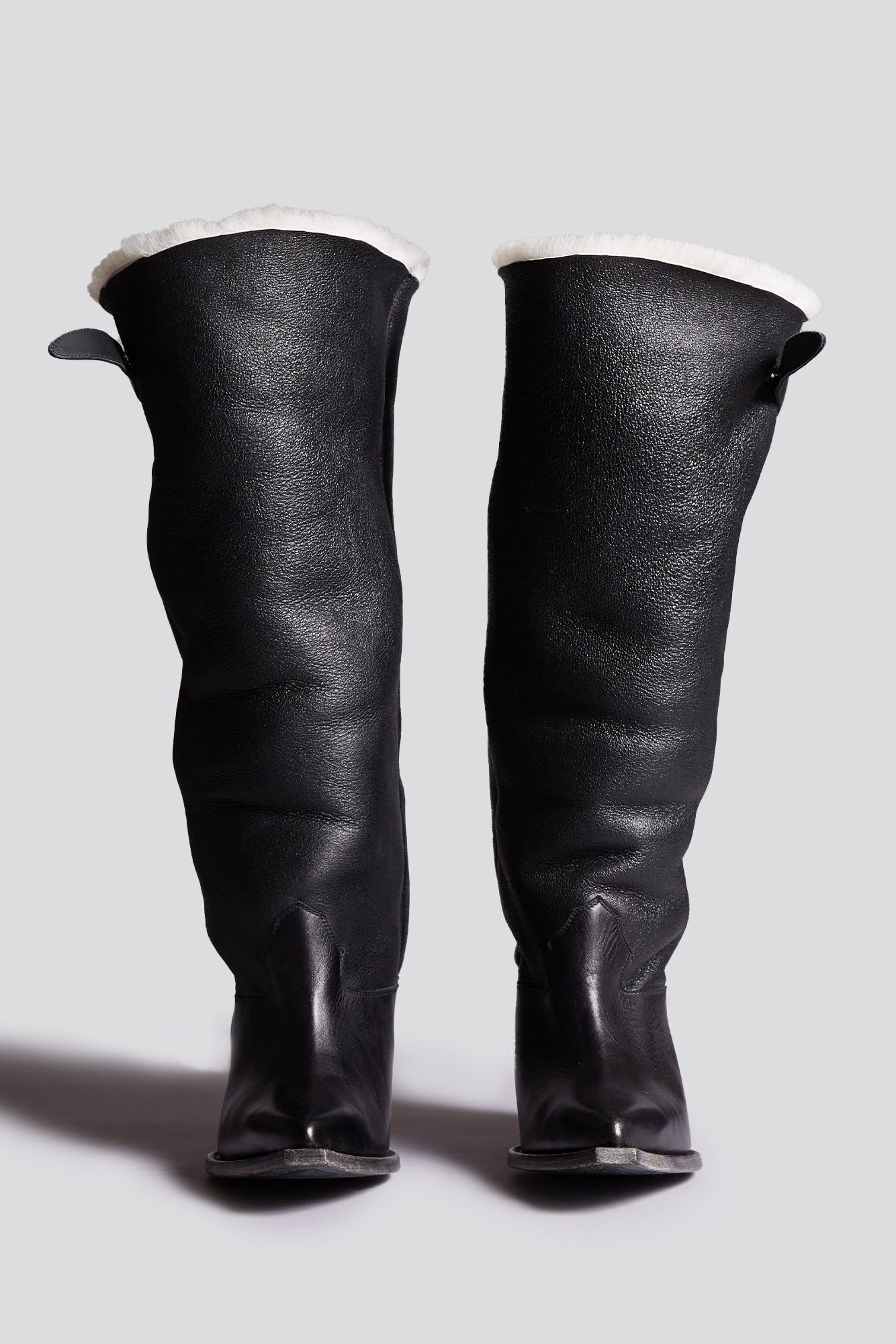 SLOUCH COWBOY BOOT - BLACK SHERPA