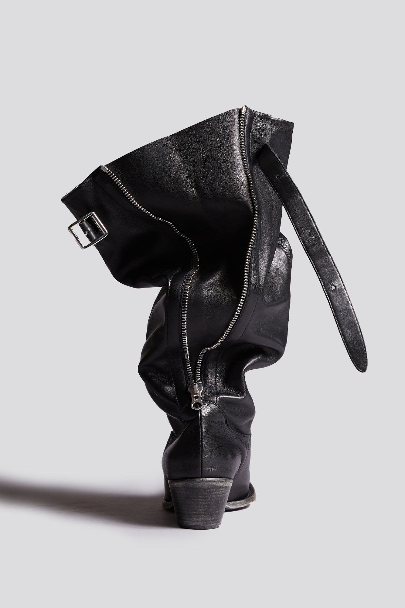 SLOUCH COWBOY BOOT - BLACK LEATHER