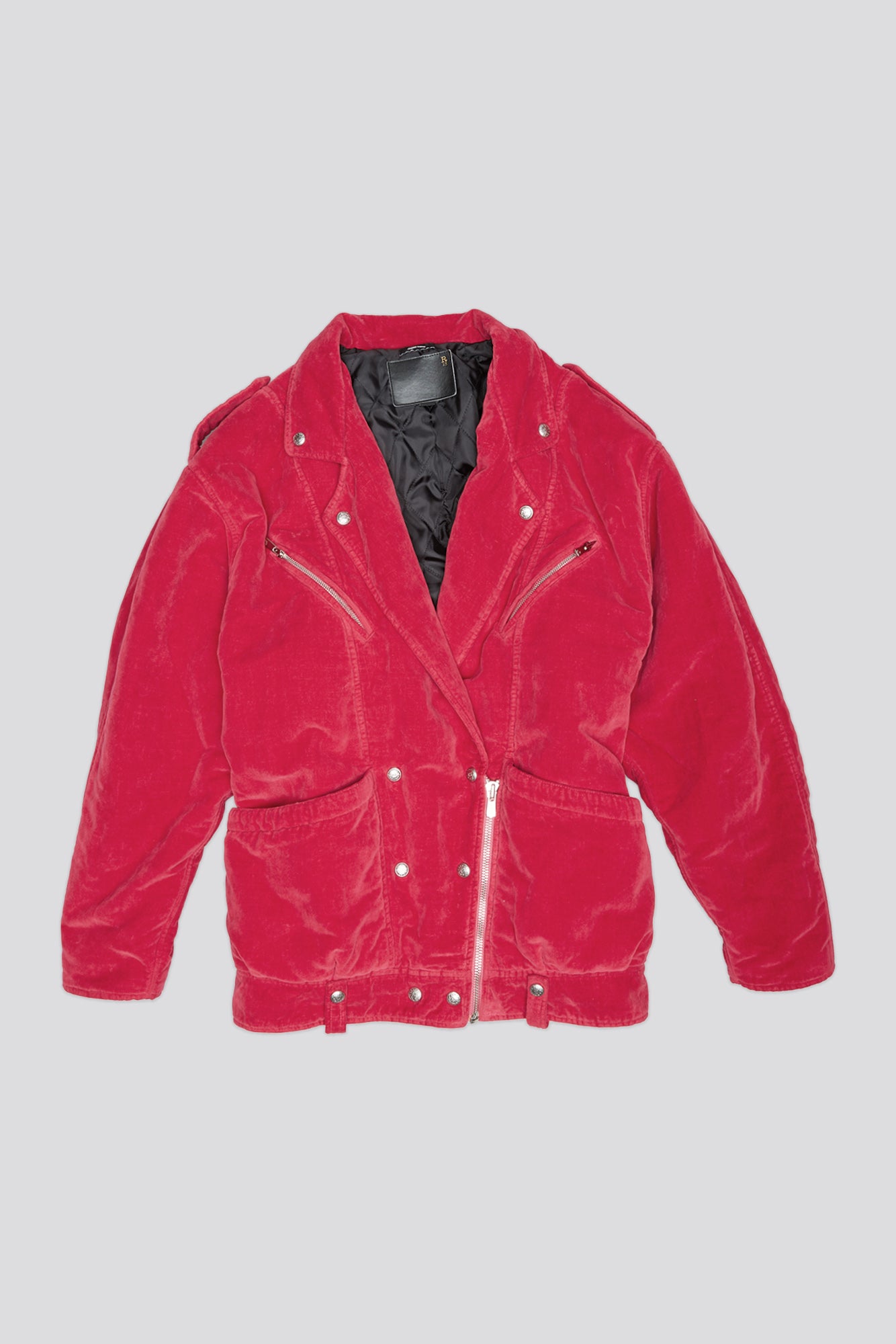 ELONGATED MOTORCYCLE JACKET - RASPBERRY VELVET