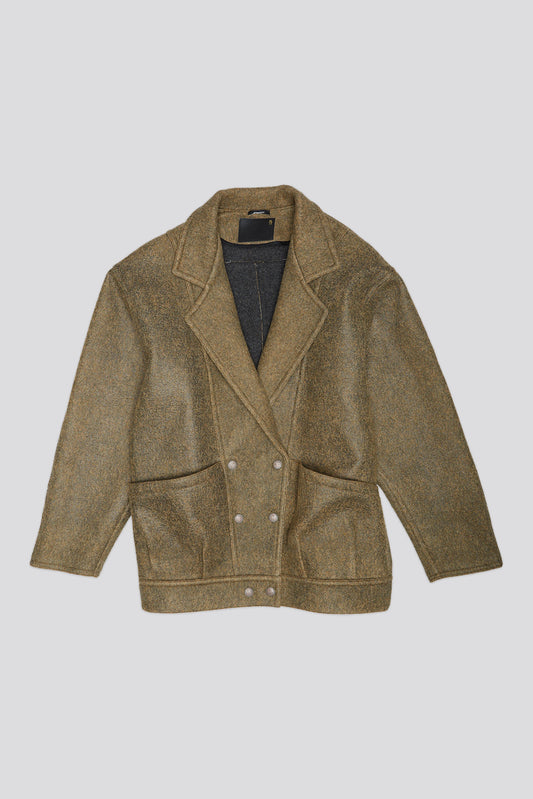 DOUBLE BREASTED JACKET - COATED WOOL