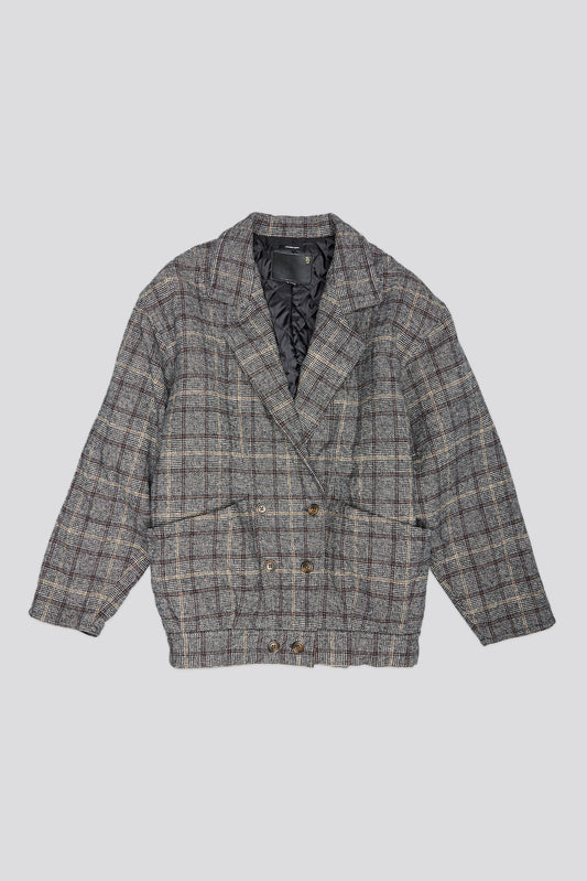 DOUBLE BREASTED JACKET - GREY PLAID