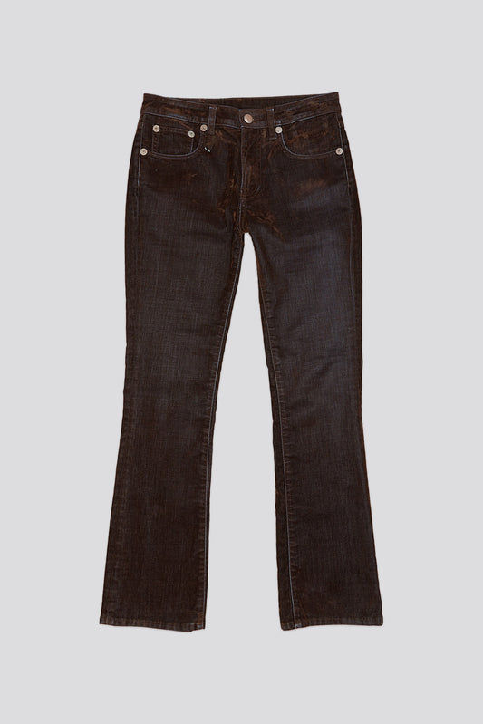 KICK FIT JEAN - FLOCKED BROWN - R13