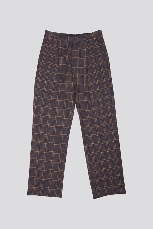 RELAXED TROUSER - DARK BROWN PLAID