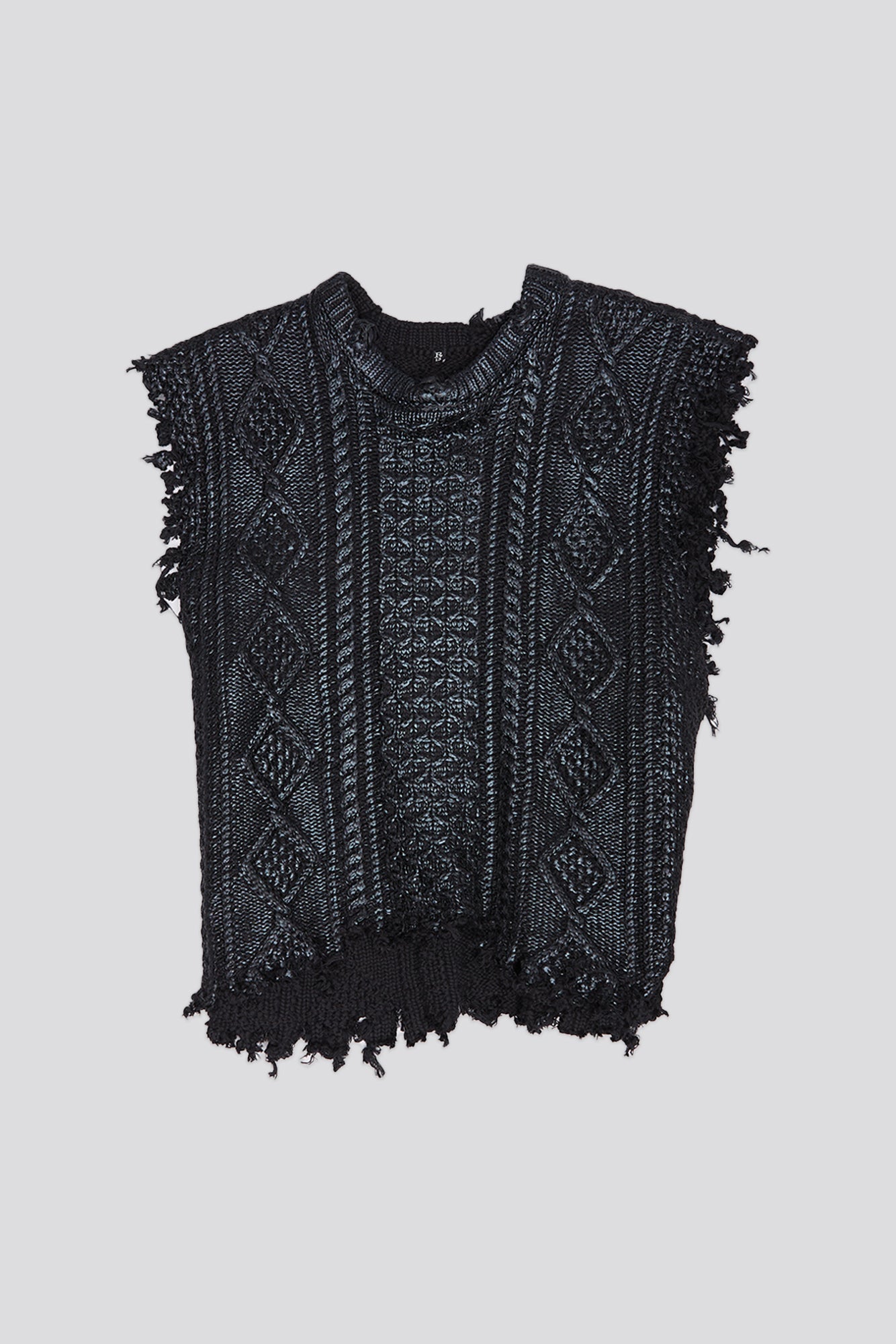 BOYFRIEND CABLE SWEATER VEST - COATED BLACK - R13