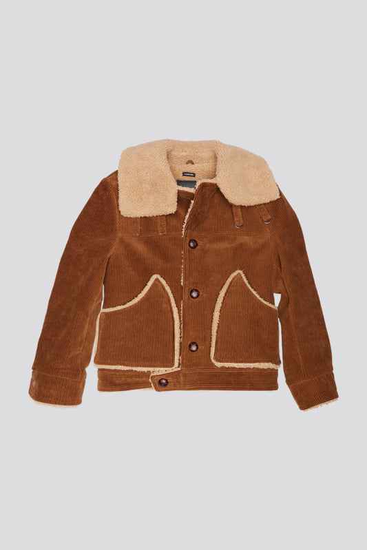 OVERSIZED COLLAR JACKET - BROWN CORDUROY - R13