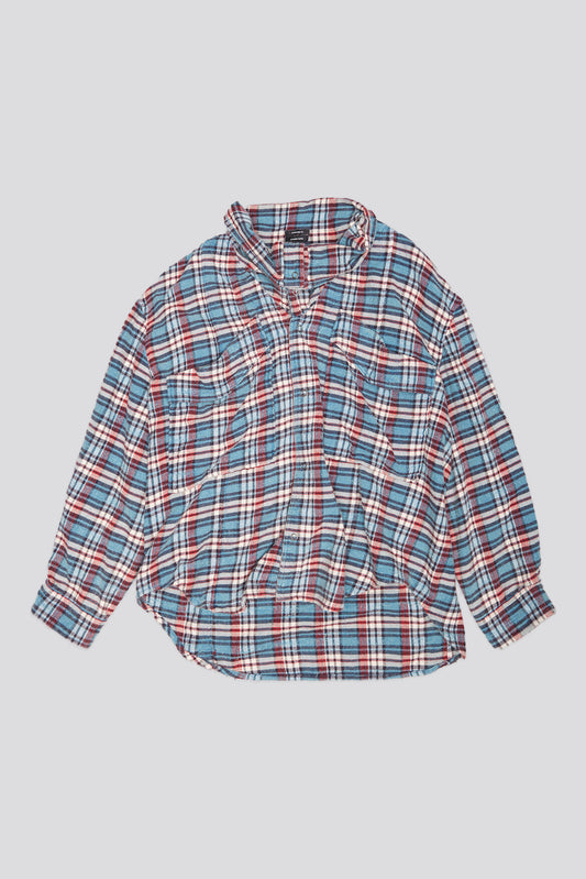 HIGH NECK SHIRT - BLUE PLAID