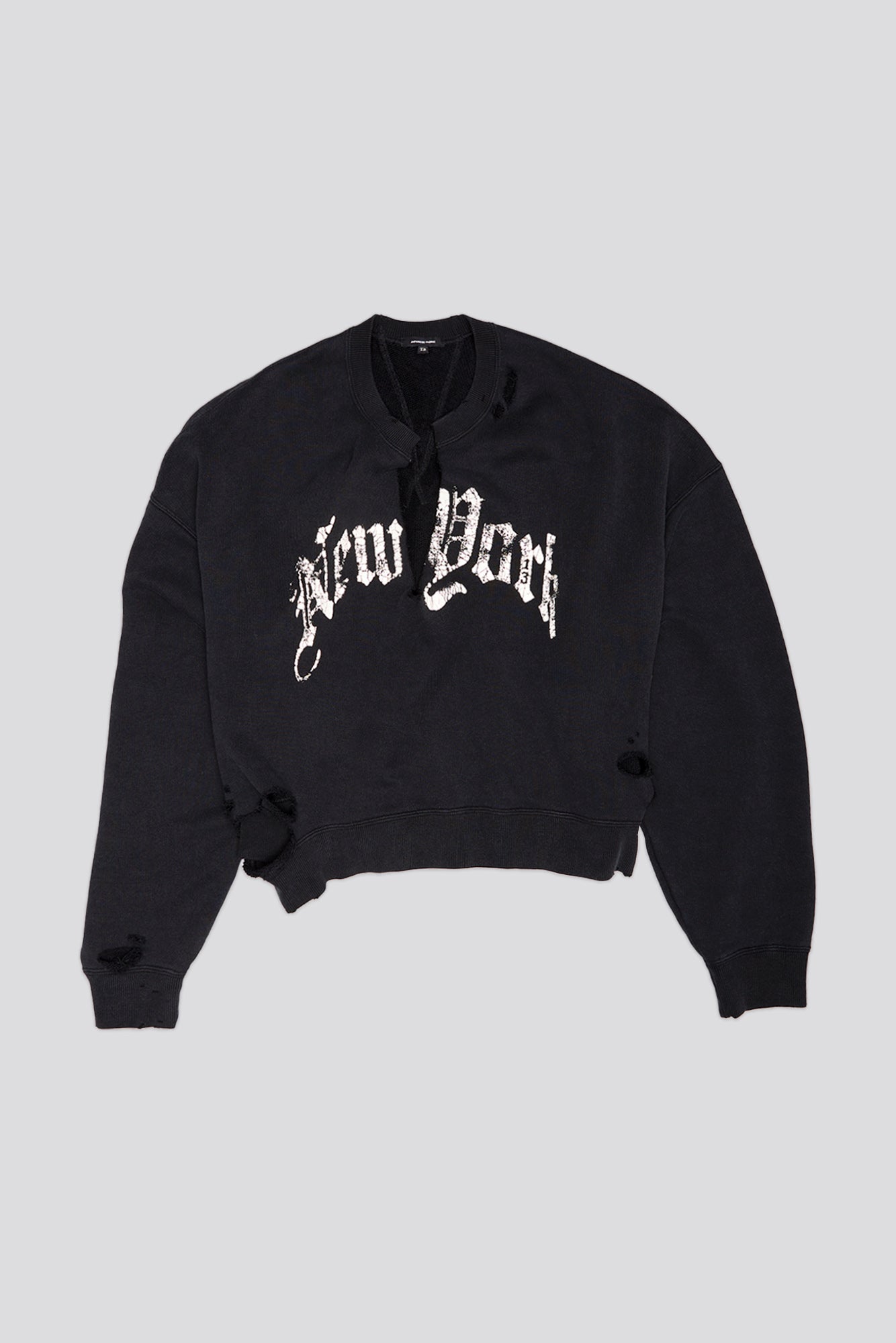 NEW YORK CROPPED CREWNECK - ACID BLACK