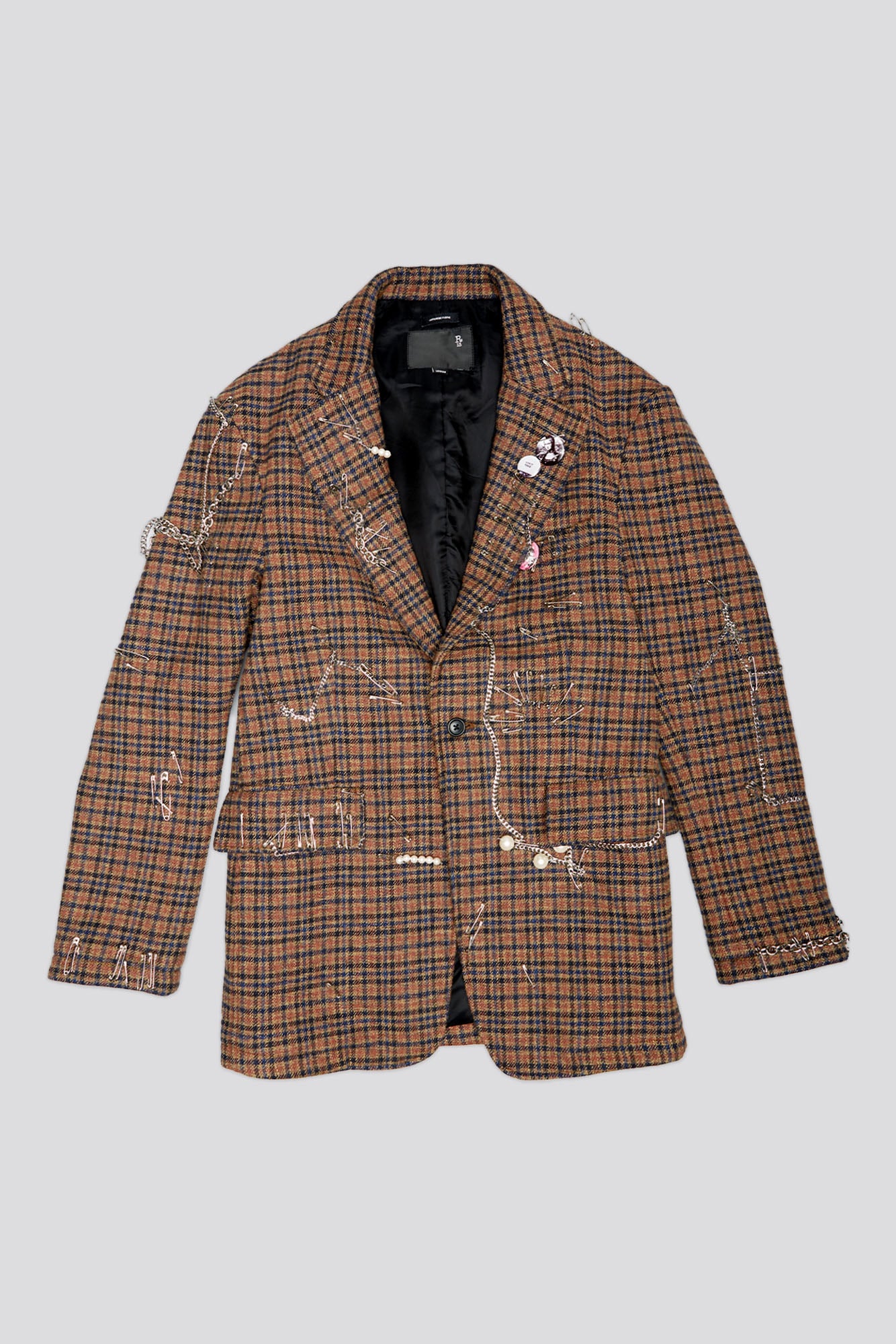 PINCUSHION BLAZER - BROWN PLAID