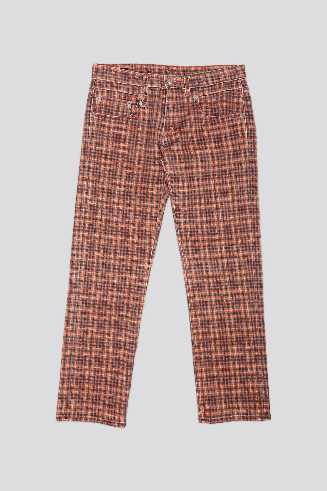 BOY STRAIGHT JEAN - PRINTED AUBURN PLAID - R13