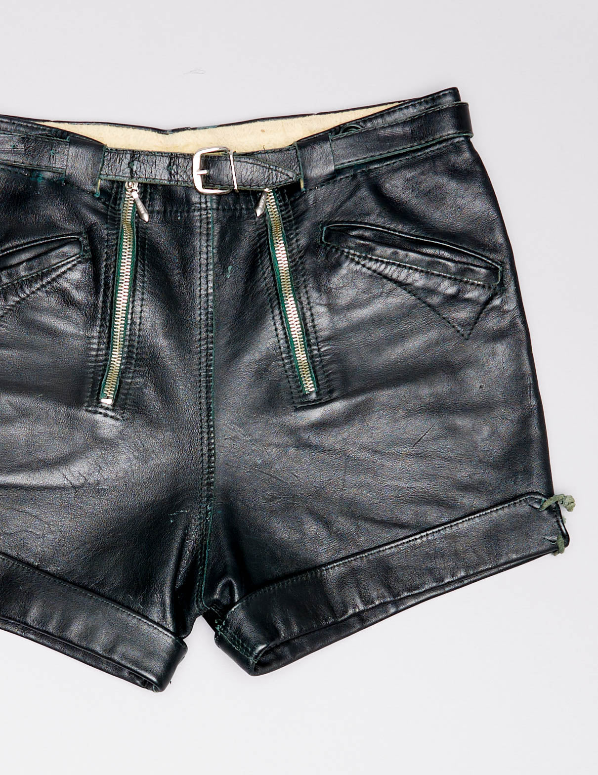 LEATHER BIKER SHORT - BLACK