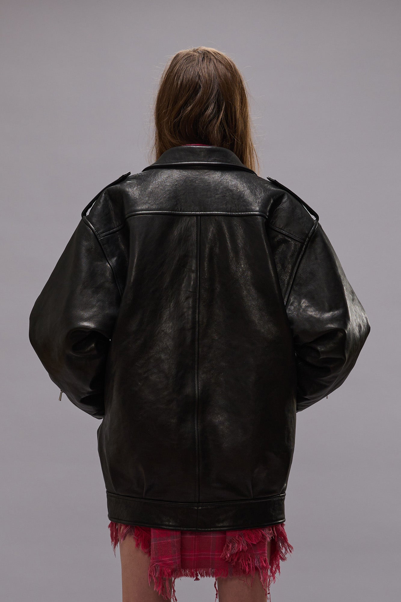 ELONGATED MOTORCYCLE JACKET - BLACK