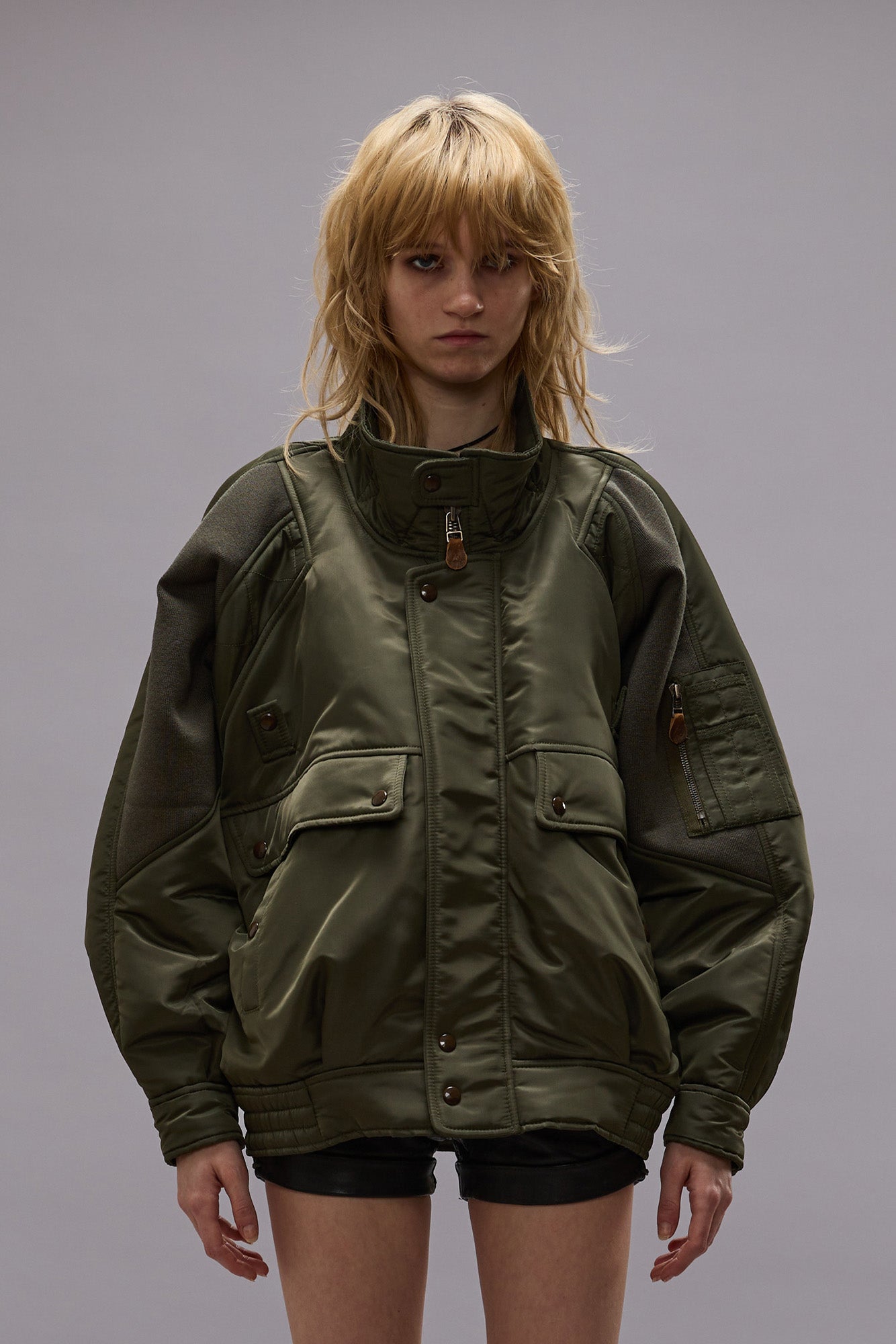 RIBBED FLIGHT BOMBER - OLIVE