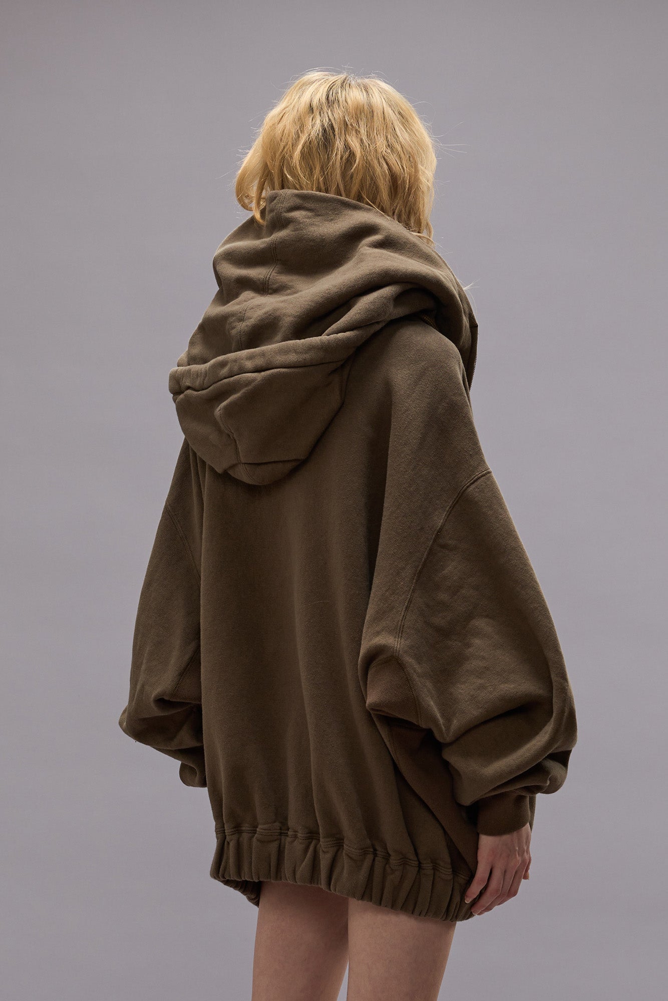 LILLIAN OVERSIZED SWEAT PARKA - OLIVE FLEECE