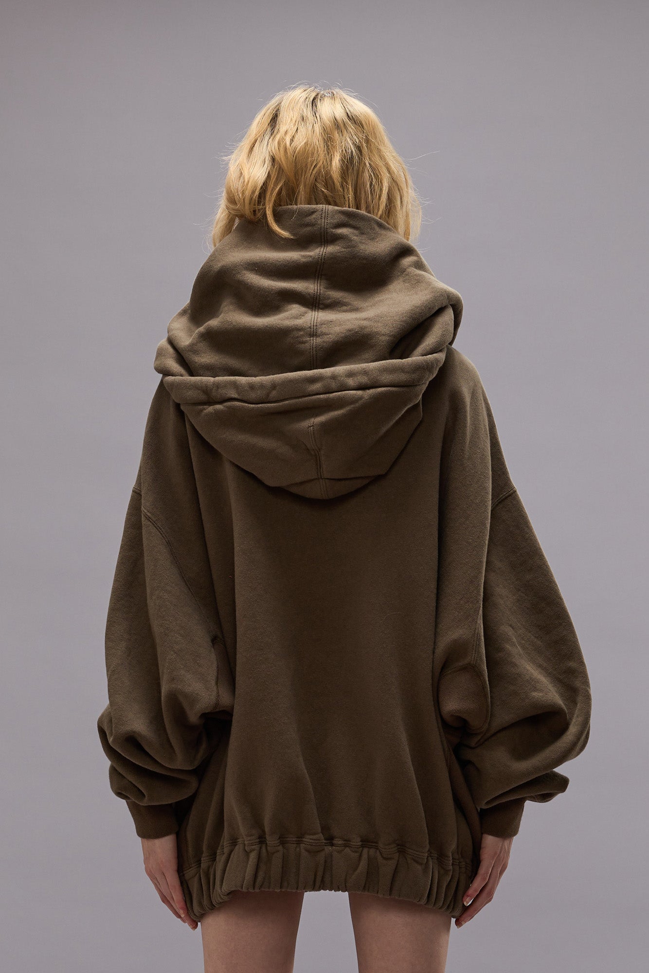 LILLIAN OVERSIZED SWEAT PARKA - OLIVE FLEECE