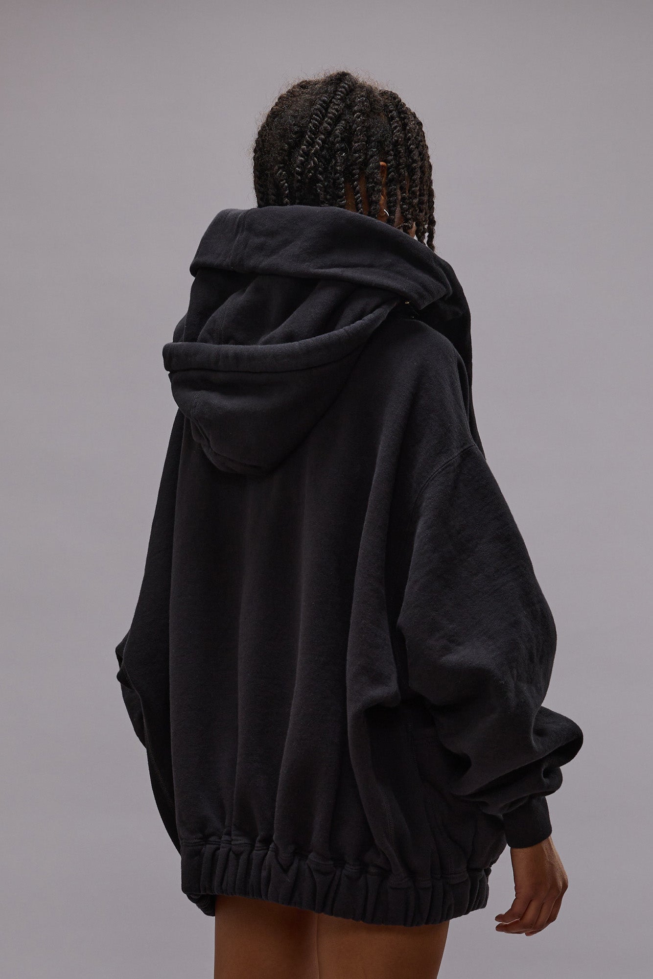 LILLIAN OVERSIZED SWEAT PARKA - BLACK FLEECE