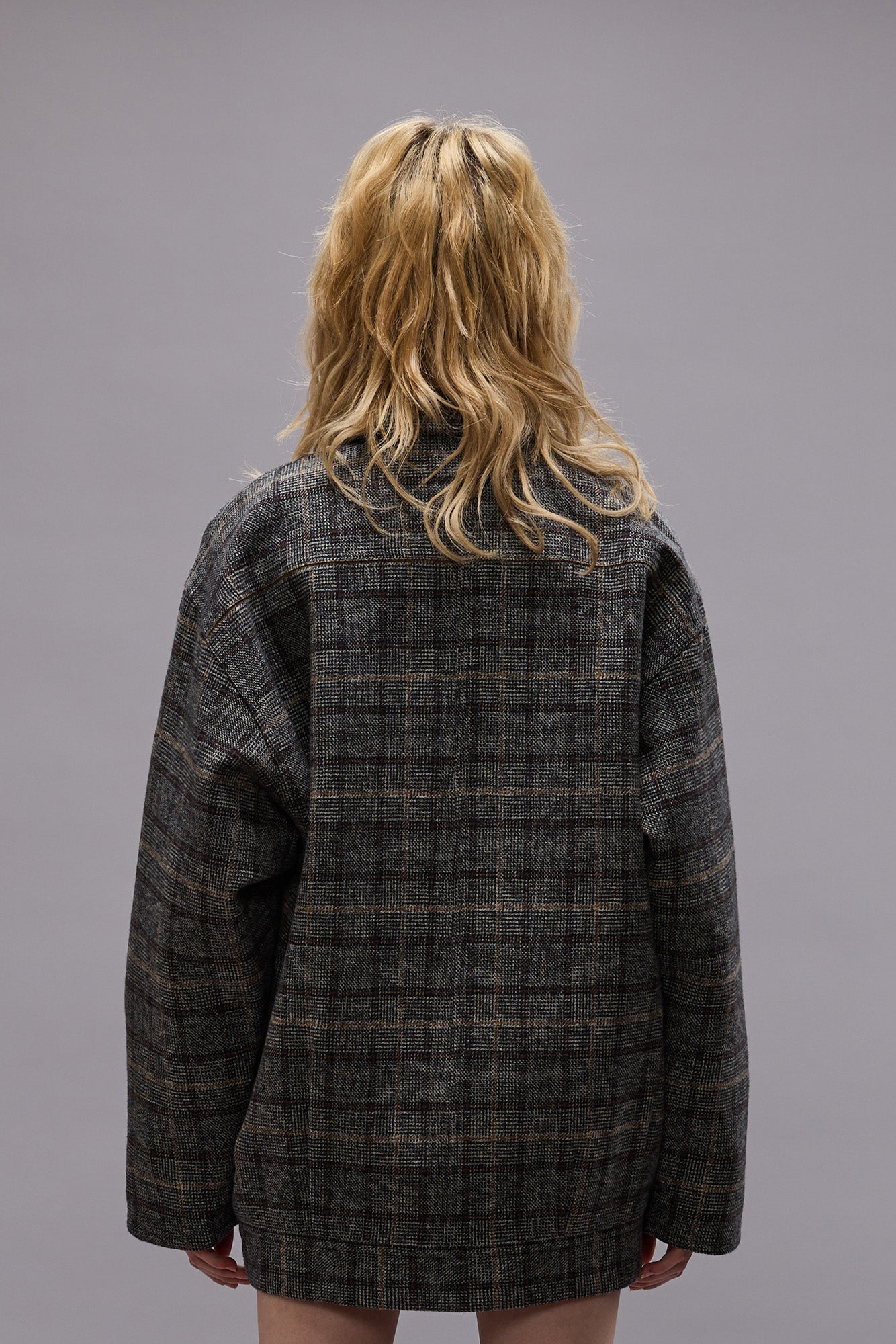 DOUBLE BREASTED JACKET - GREY PLAID