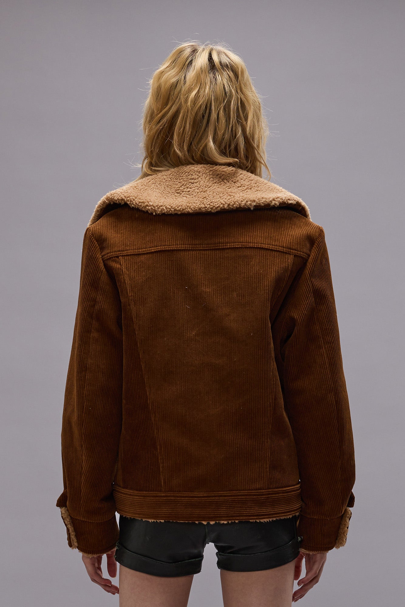 OVERSIZED COLLAR JACKET - BROWN CORDUROY - R13