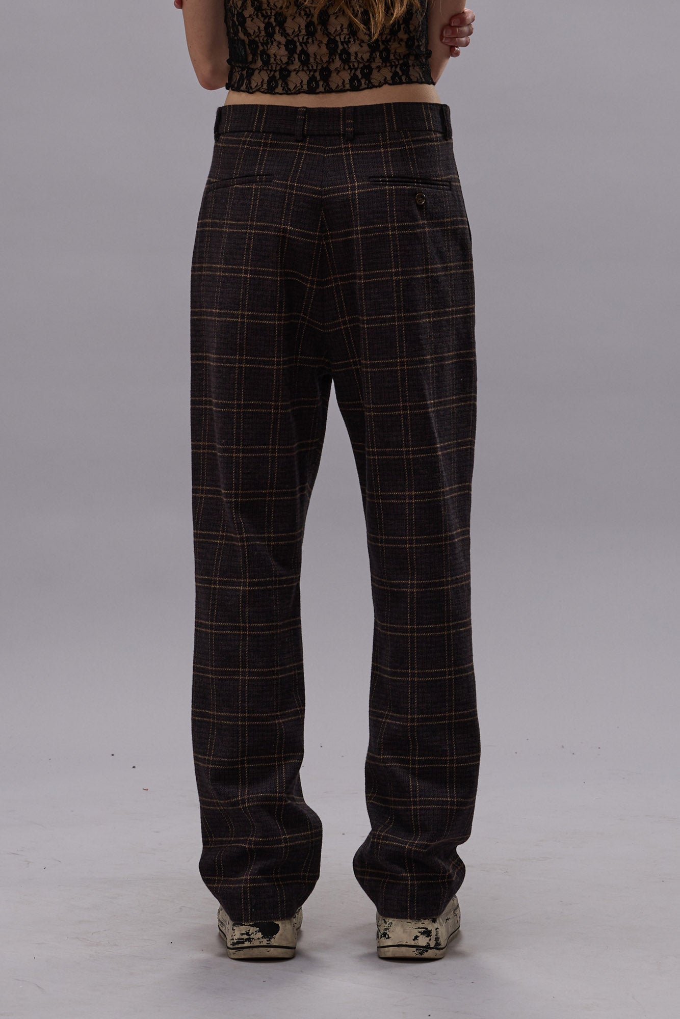 RELAXED TROUSER - DARK BROWN PLAID - R13