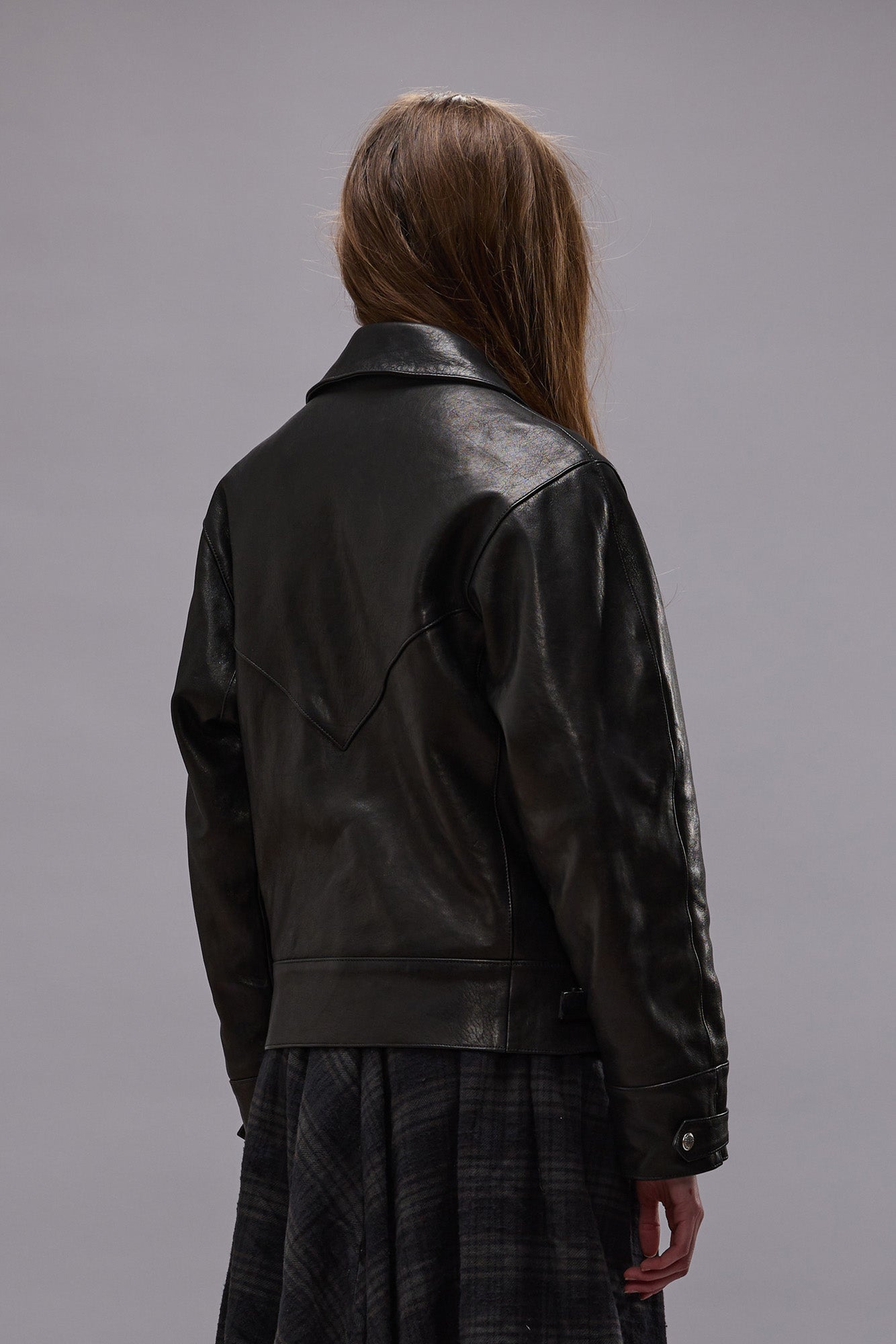 ASYMMETRICAL SNAP JACKET - BLACK