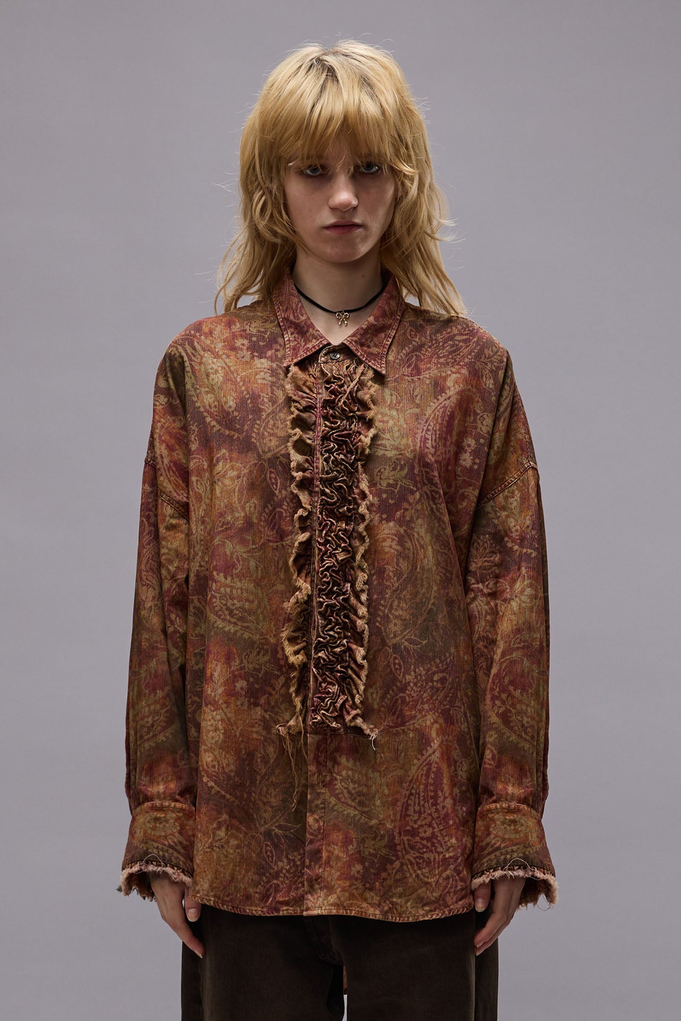 DROP NECK TUXEDO SHIRT - PAISLEY PRINT