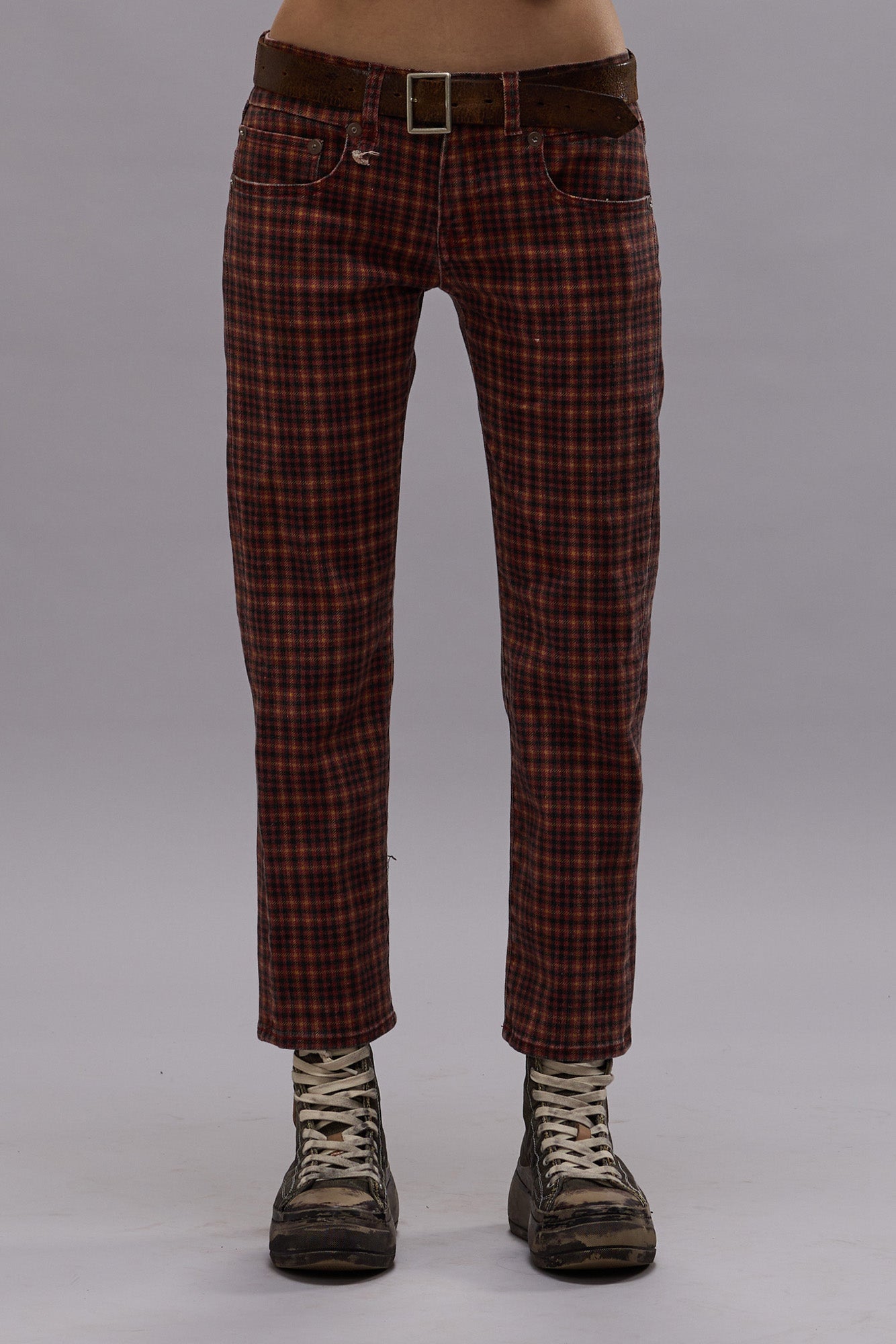 BOY STRAIGHT JEAN - PRINTED AUBURN PLAID - R13