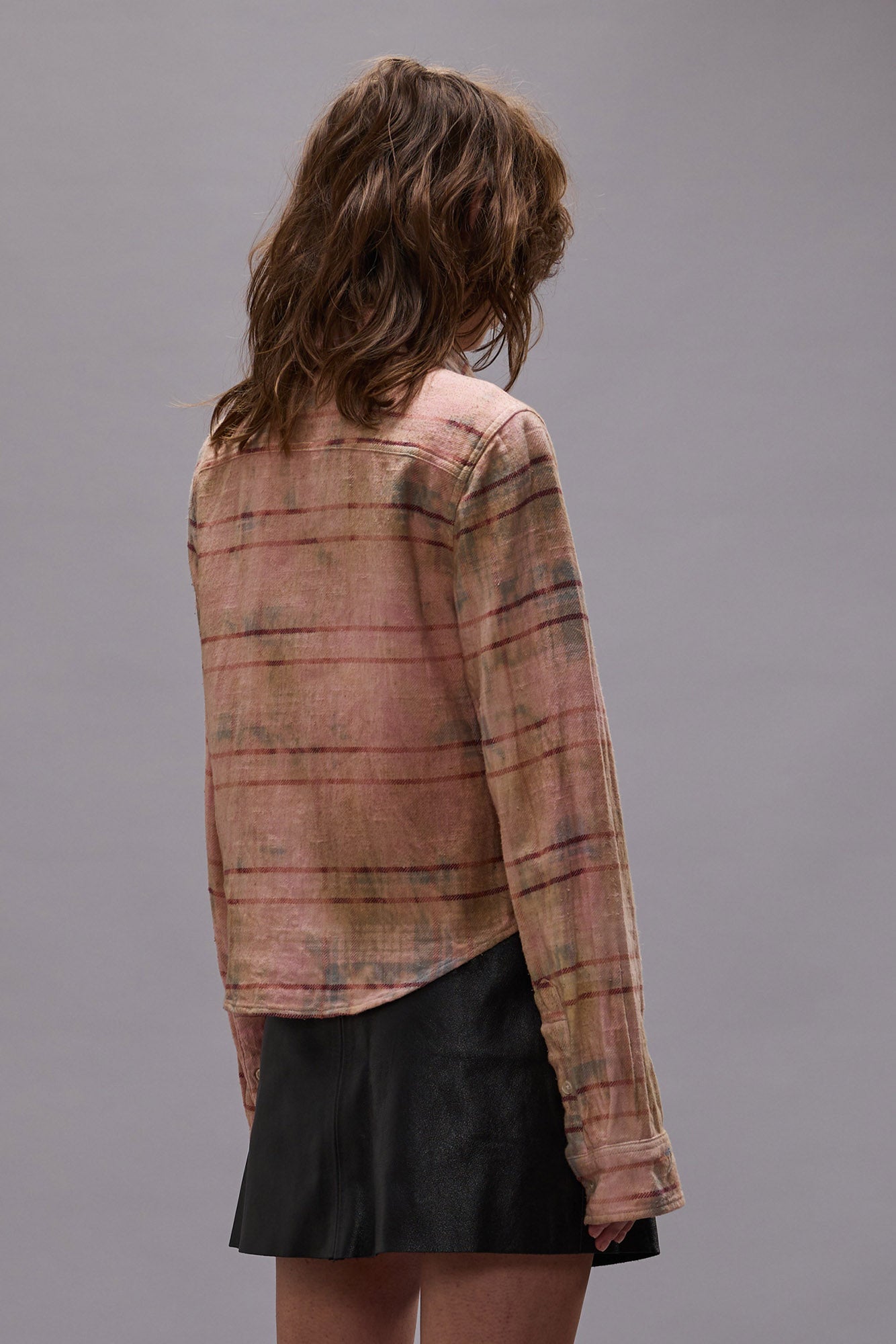 SHRUNKEN WORKSHIRT - PINK OVERDYED PLAID