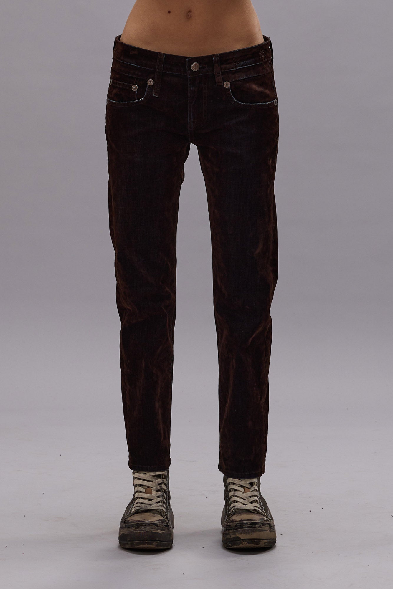 BOY STRAIGHT JEAN - FLOCKED BROWN - R13