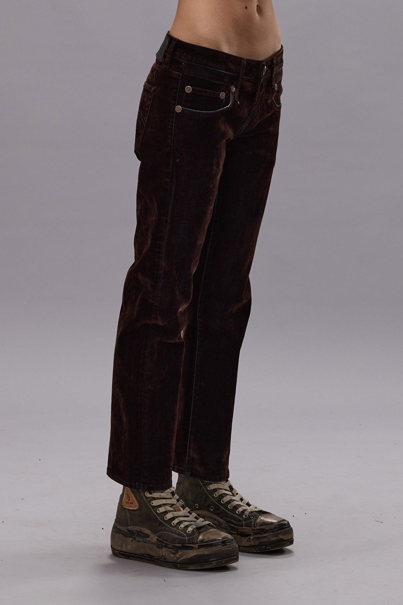 BOY STRAIGHT JEAN - FLOCKED BROWN - R13