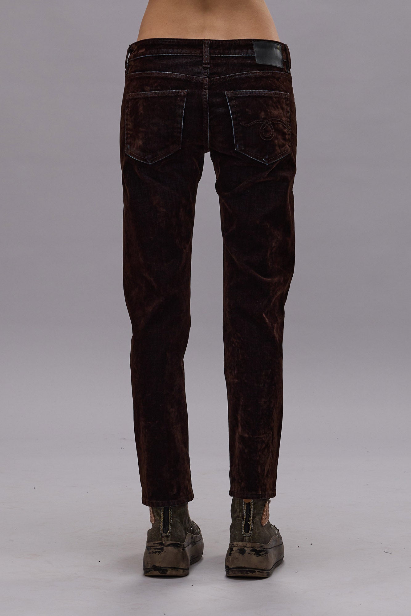 BOY STRAIGHT JEAN - FLOCKED BROWN - R13