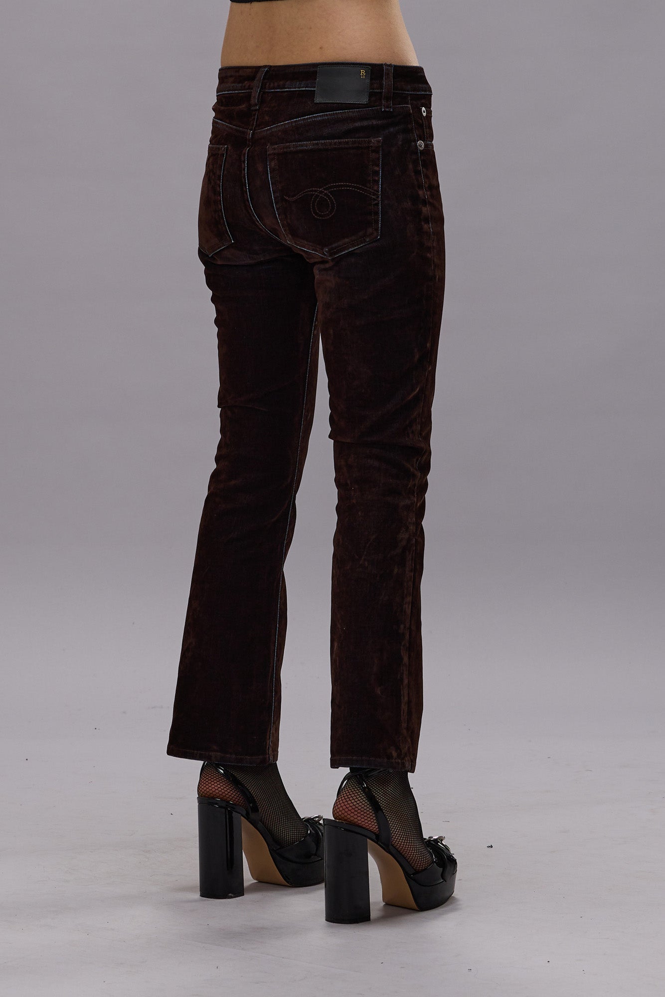 KICK FIT JEAN - FLOCKED BROWN - R13