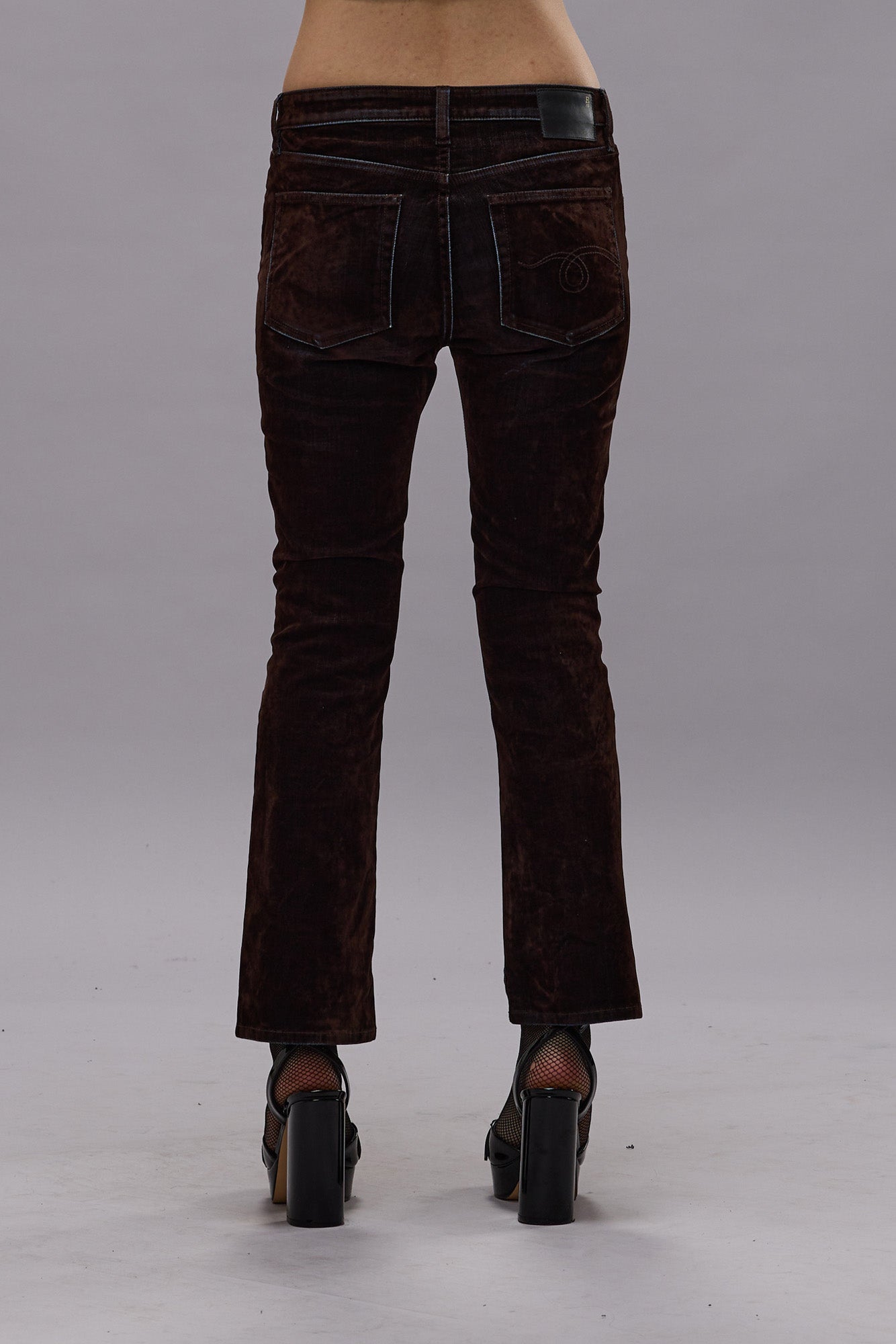 KICK FIT JEAN - FLOCKED BROWN - R13