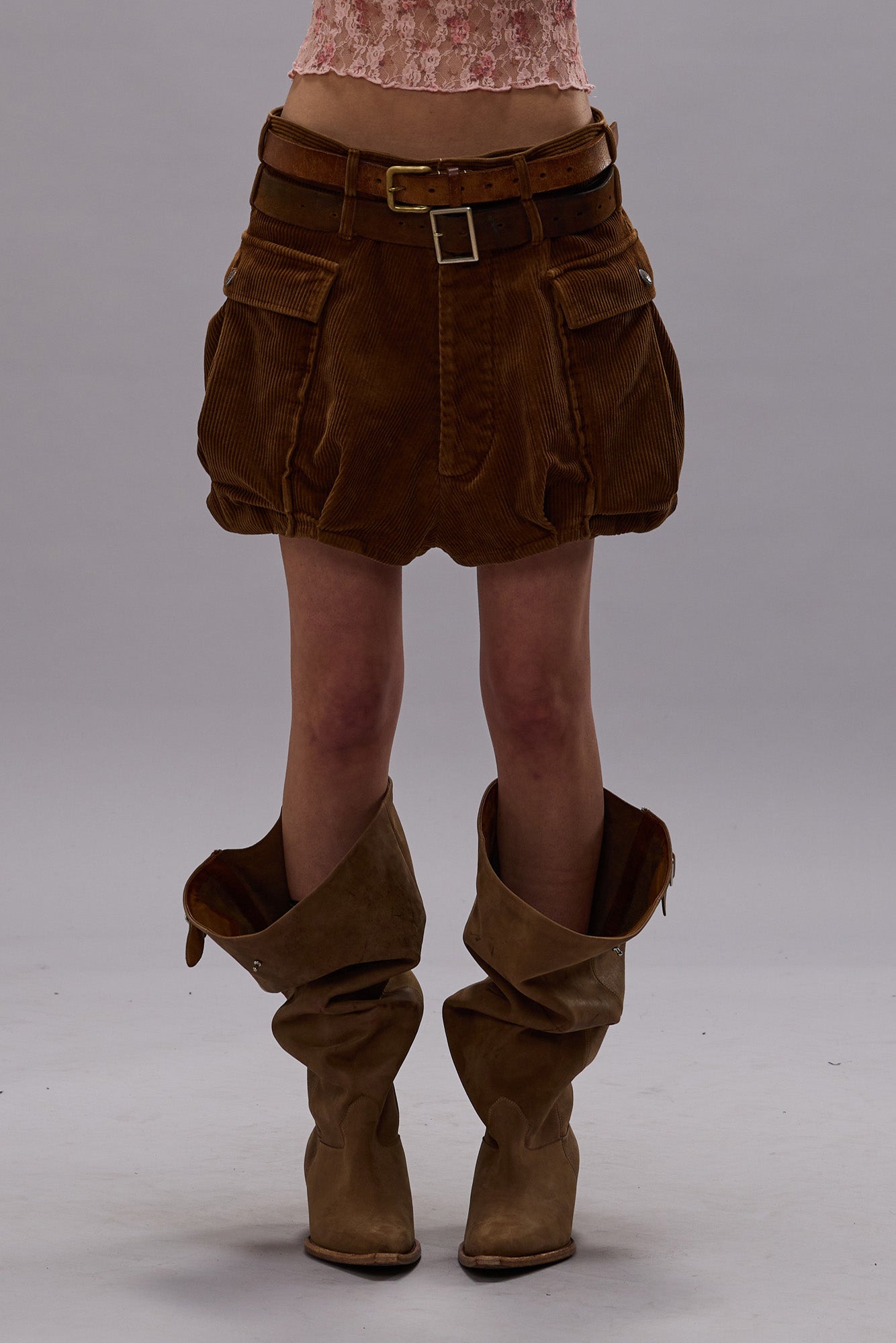 BUBBLE SKORT - BROWN CORDUROY