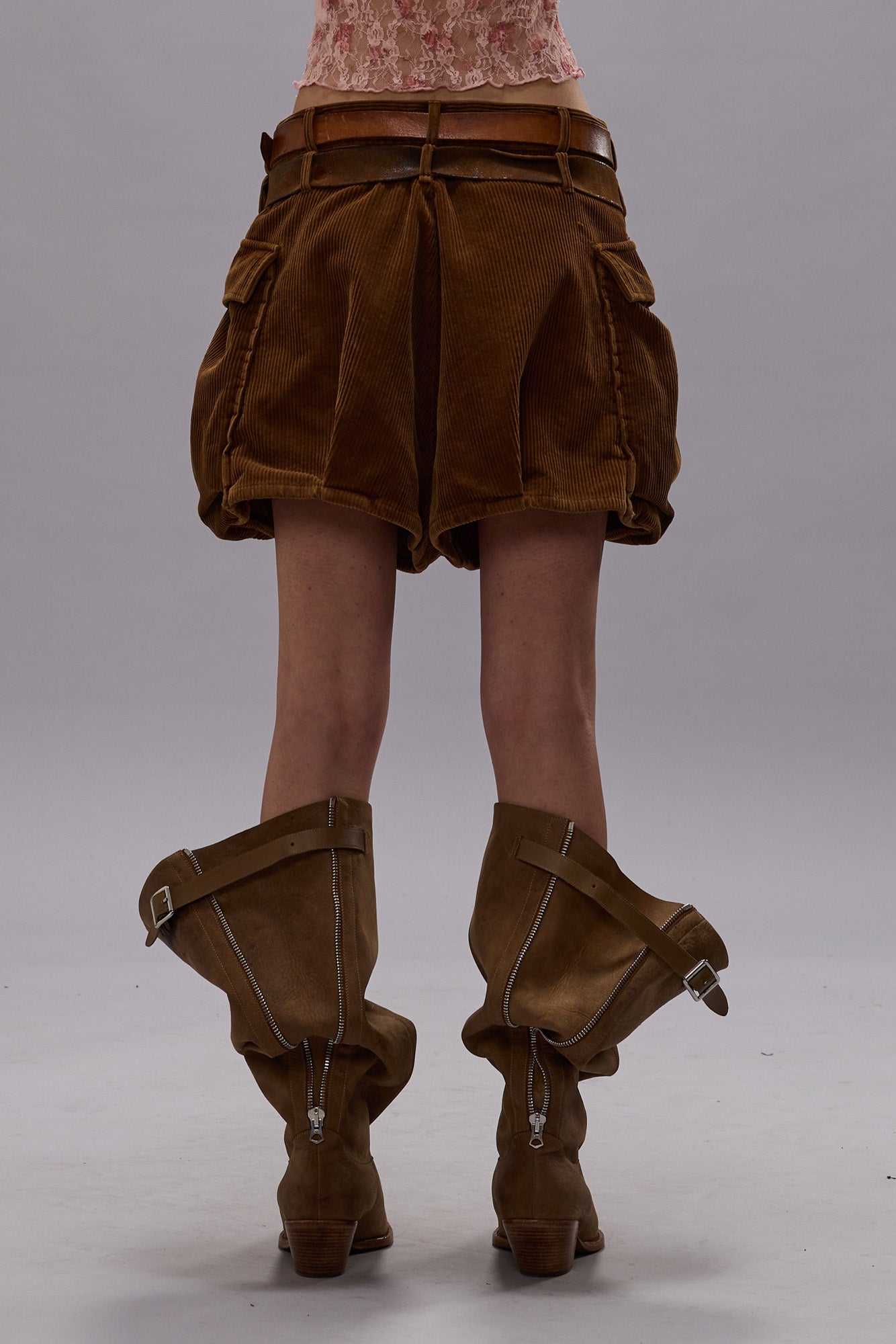 BUBBLE SKORT - BROWN CORDUROY