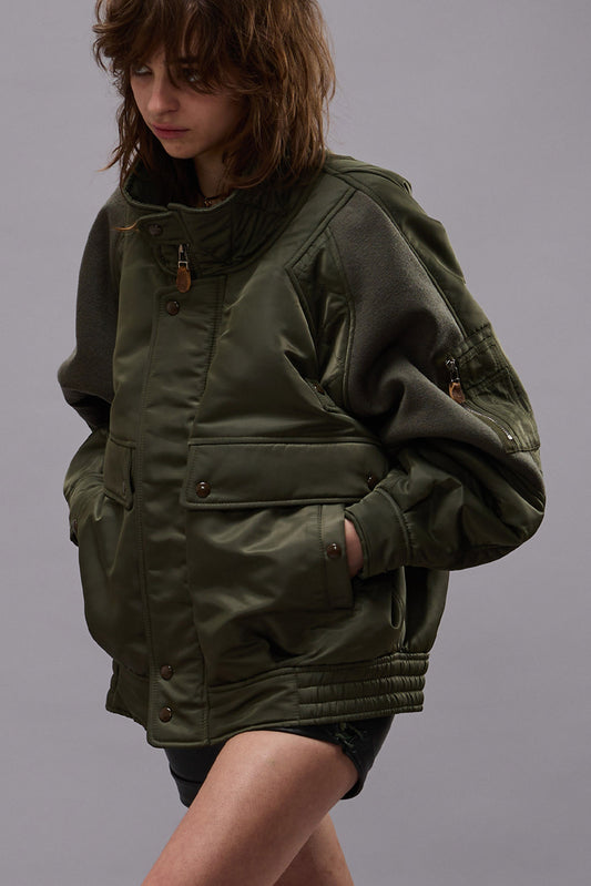 RIBBED FLIGHT BOMBER - OLIVE