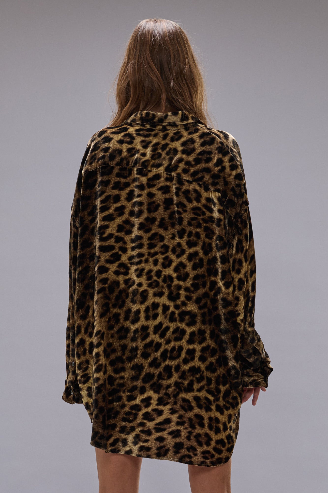 DROP NECK SHIRT - LEOPARD VELVET