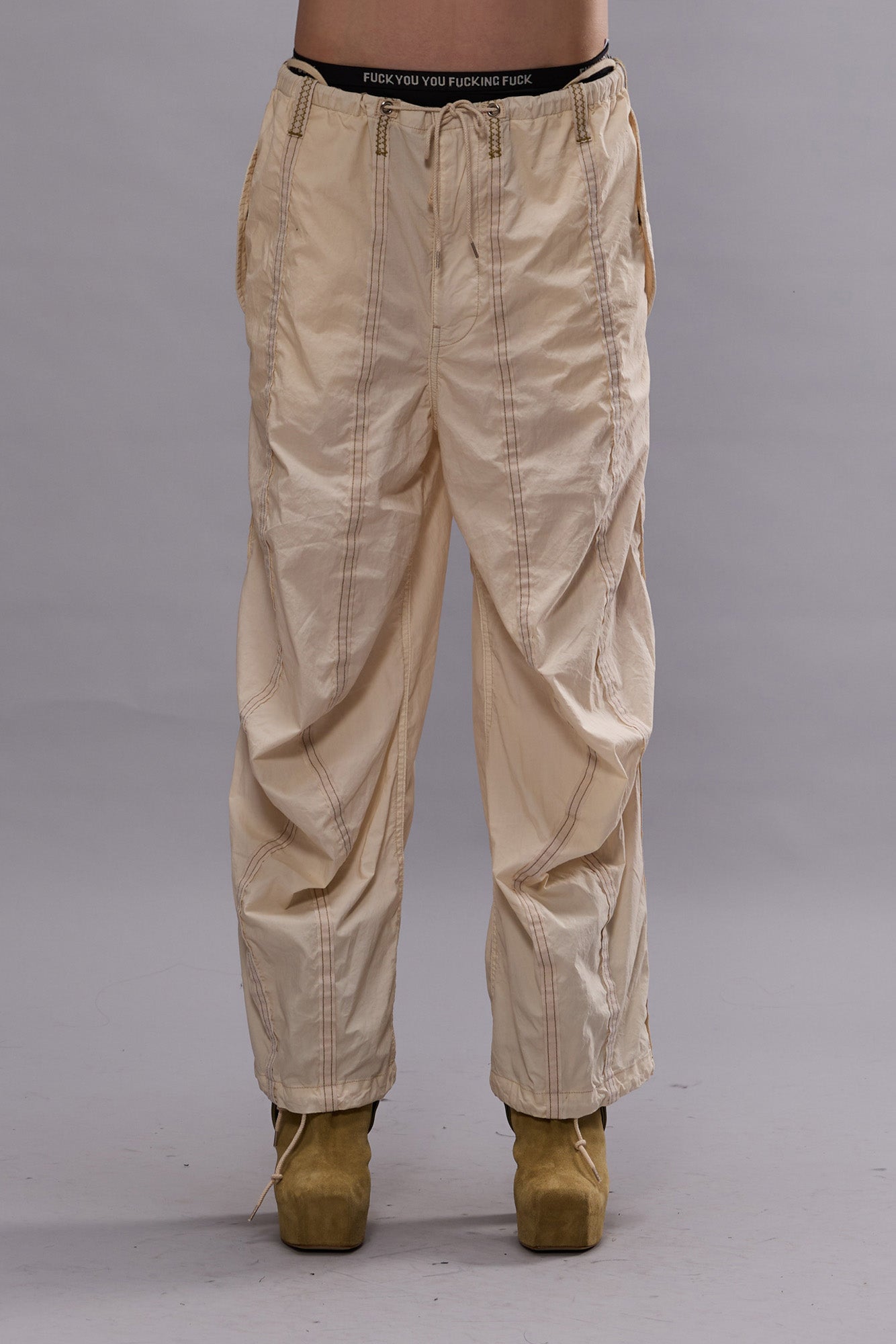 BALLOON PANTS WITH DOUBLE SEAM - CREAM