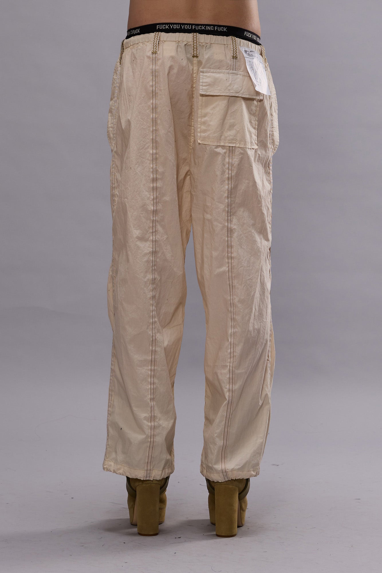 BALLOON PANTS WITH DOUBLE SEAM - CREAM