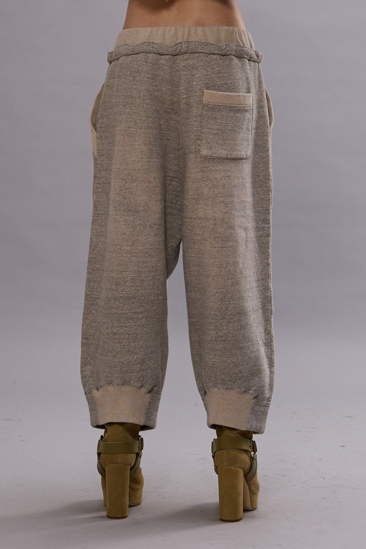 DECONSTRUCTED CROPPED SWEATPANT - HEATHER GREY