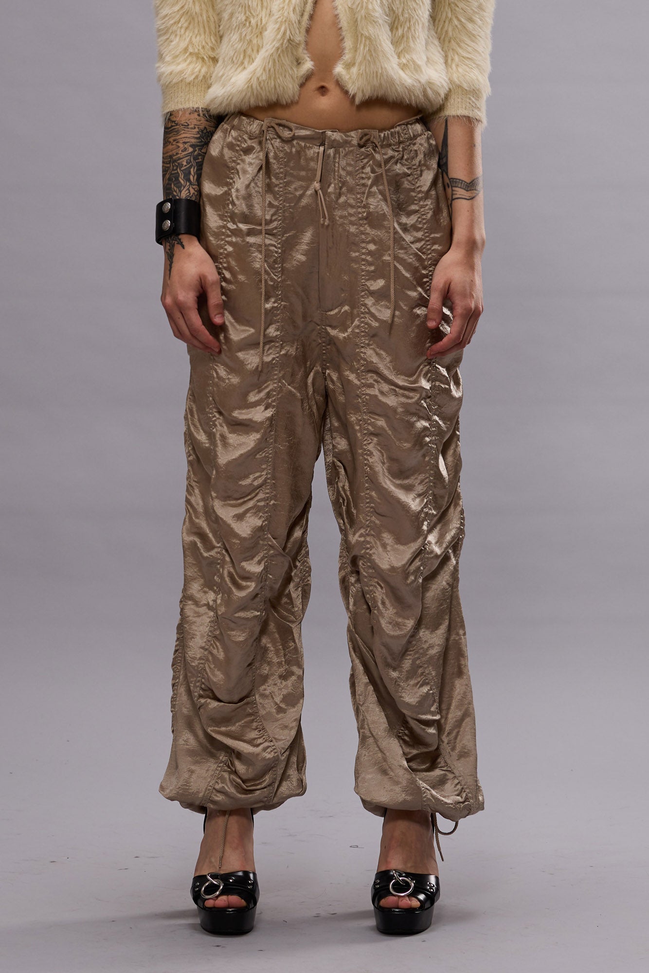 BALLOON PANTS WITH DOUBLE SEAM - BEIGE